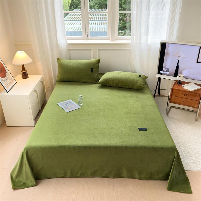 3pcs Solid Color Milk Velvet Bed Sheet Set Autumn Winter Warm Pink Bedding with 2 Pillowcases Soft and Skin-friendly Bed Cover