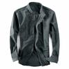 Men's Color Stand Collar Long Sleeve Casual Shirt Cotton Linen Loose Fit