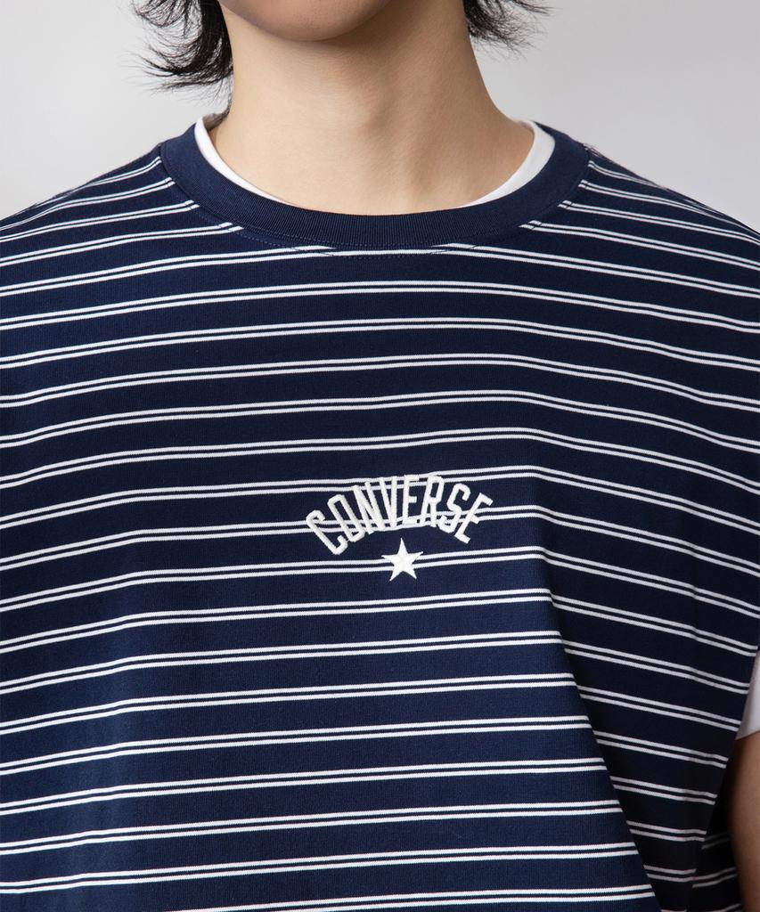Keonbeoseu Striped Logo Loose Fit T-Shirt Obsidian Ucj690-695