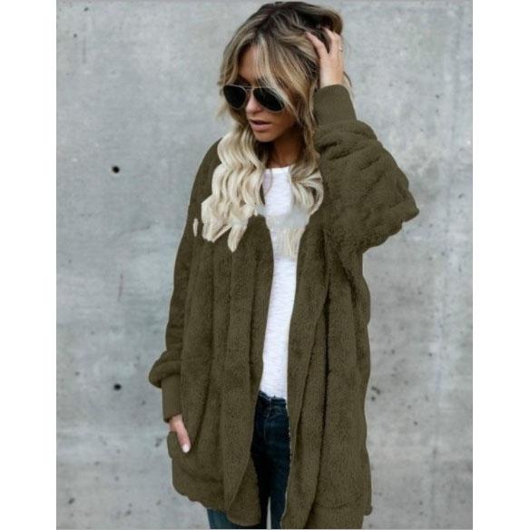Plus Size Women Winter Warm Coat Jacket Outwear Ladies Cardigan Coat Double Sided Velvet Hooded Coat Fashion Simple