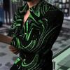 2025 Men's Fashion Trendy 3D Print Lapel Long Sleeve Casual Shirt
