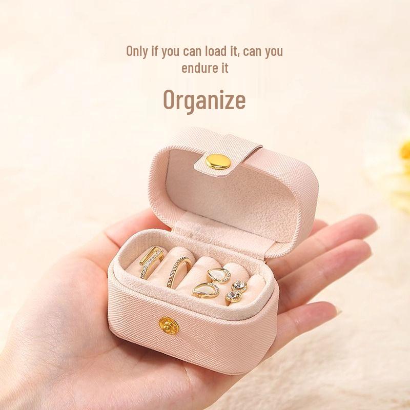 Compact Mini Ring & Earring Travel Storage Box - Elegant Jewelry Organizer