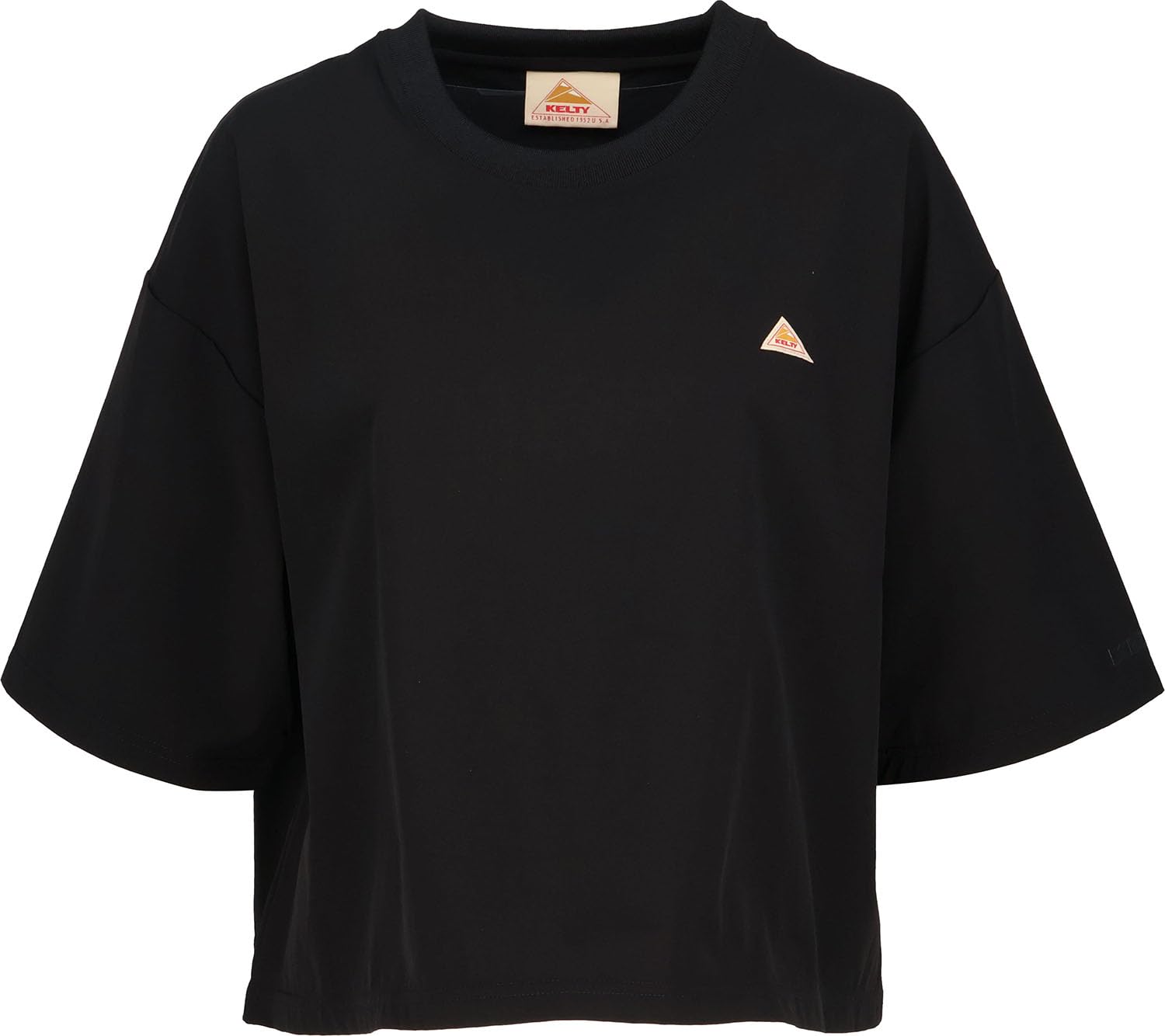 

Kelty Cropped Loose Stretch Rush Black Women s Half-Sleeve T-Shirt, Fit, Fabric, Quick-Drying, Comfort,