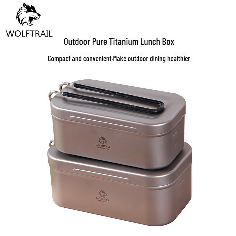 Portable Sealed Pure Titanium Folding Lunch Box for Outdoor Camping and Picnic Tableware 800ml Square Box with Steamer Tray серебряный