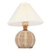 Soft Light Rattan Base Lamp Fabric Lampshade Bedside Table Lamp Modern Nightstand Lamp  Bedroom
