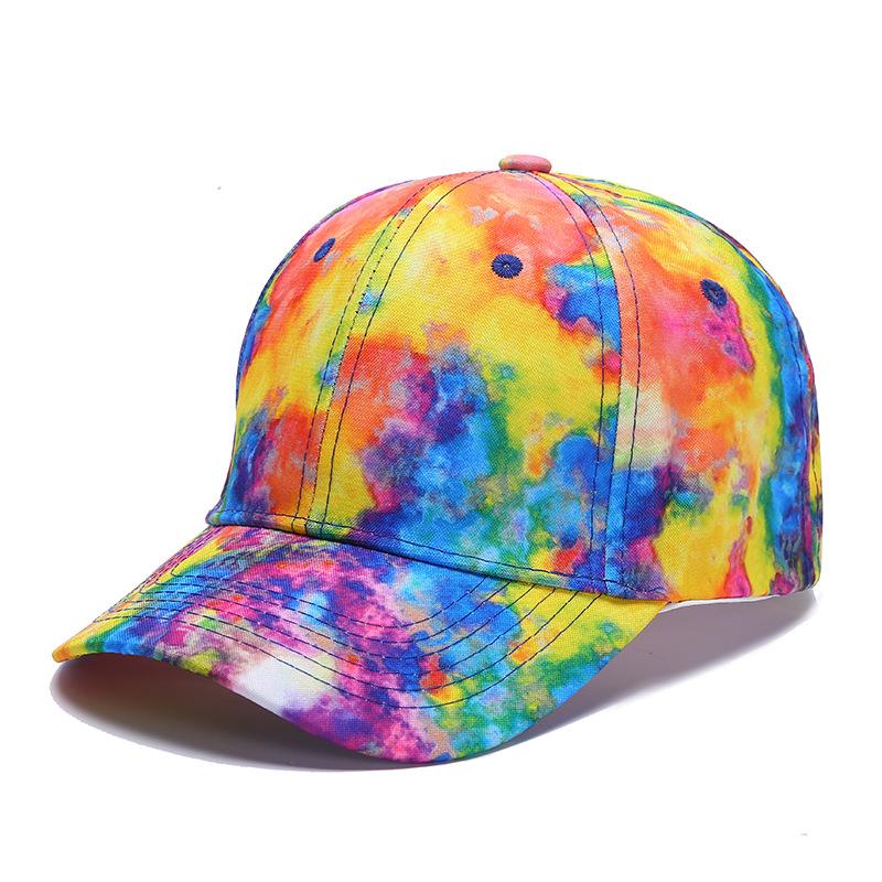 Kapelusz Hip-hop Tie Dye Ochrona przed Słońcem i Cień na Zewnątrz Czapka z Daszkiem Męska Kapelusz z Dziobem Kaczki Lato