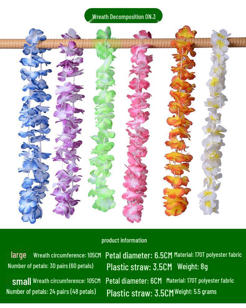 36PCS Hawaiian Lei Necklace Set - Small Size, Perfect for Holiday Events