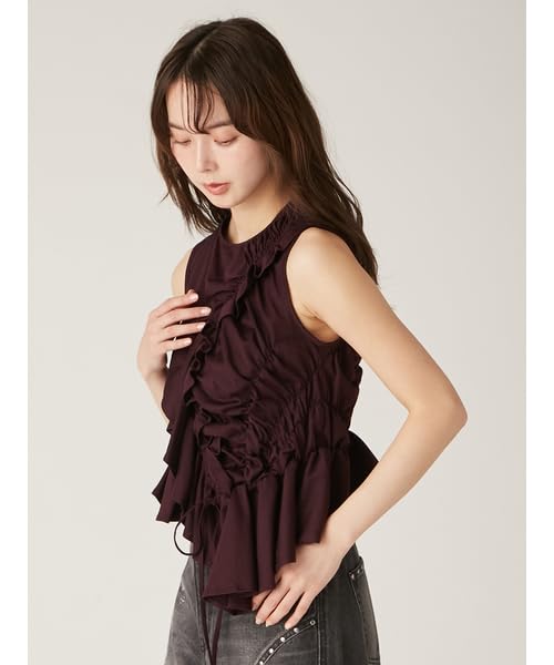 Lily Brown Asymmetrical Frill Cut Top DBRW Women's (LWCT252004)