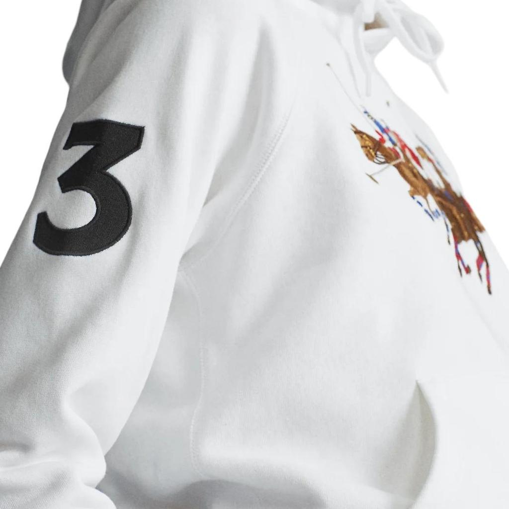 Polo Ralph Lauren FW23 Three Pony Embroidered Pattern Long Sleeve Fleece Hoodie Women Hoodies White WMPOKNIN6820188-100