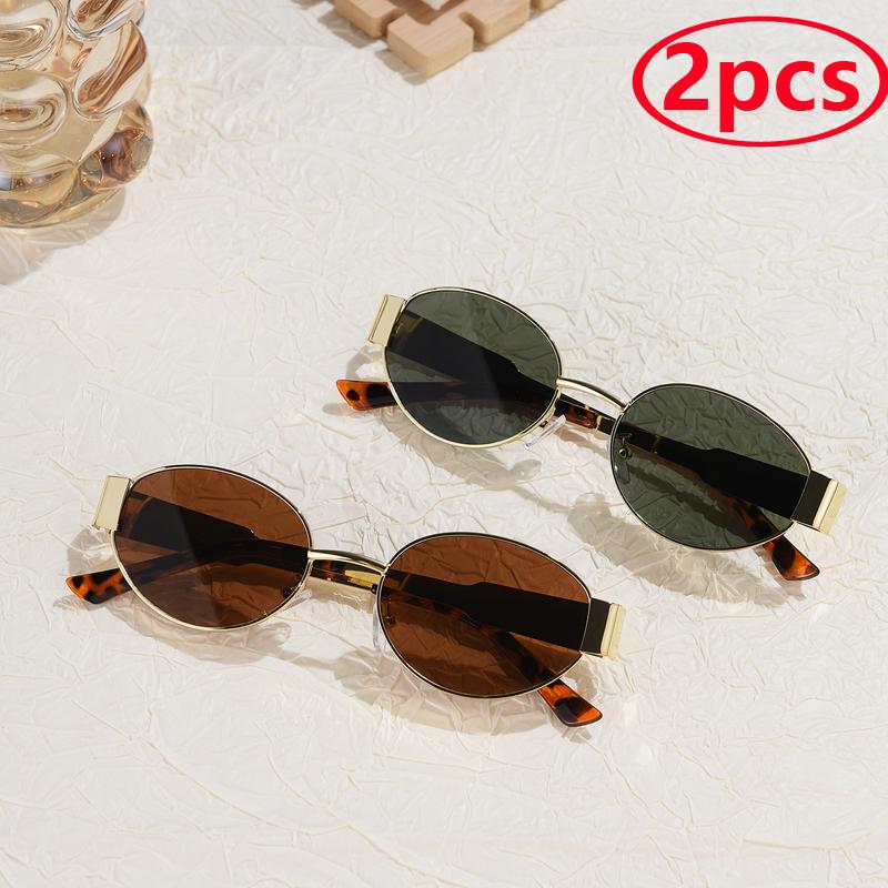 Small Metal Frame Oval Sunglasses For Women Brand Designer Fashion Luxury Shades UV400 Eyewear Men Vintage Sun Glasses