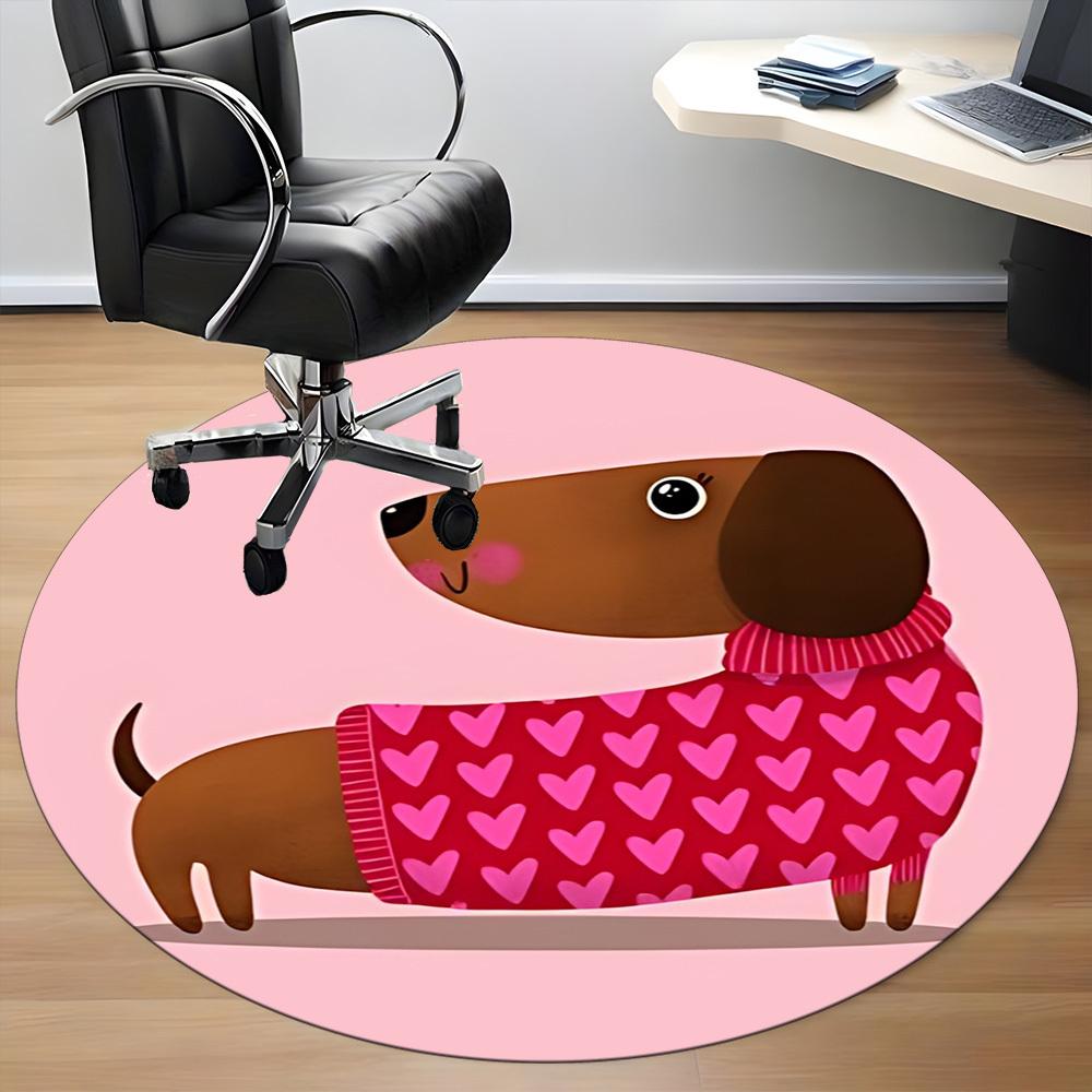 1pc Dachshund Heart Chair Carpet for Office - Durable, Ideal for Chair Mats, Stylish & Functional Decorative Rug Yy260203010