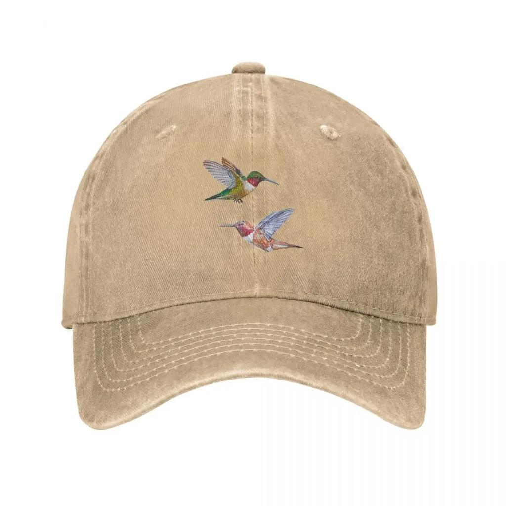 Hummingbirds Set (Rufous Ruby Throated) Baseball Cap Designer Cap Designer Hat GentleUnisex Hat Hat Beach Hats For Unisex Womens