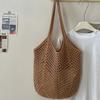 Summer Casual Large Capacity Woven Shoulder Bag For Women Girls Knitted Hollow Out Beach Straw Bag Handmade Crochet Tote Bag