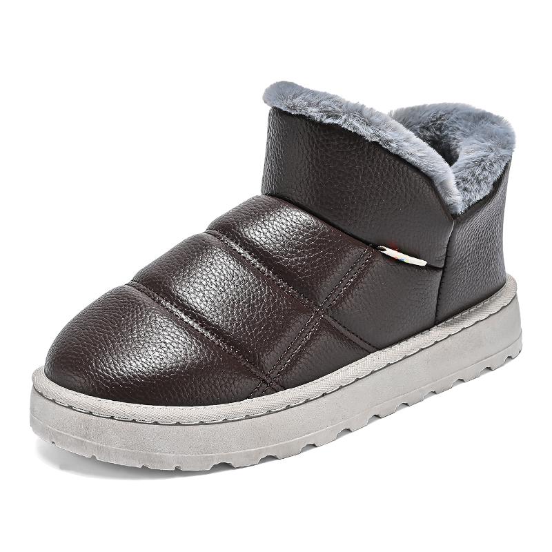 

Waterproof Winter Thermal Snow Boots Men s High-Top Fleece-Lined Slip-Resistant Casual Shoes Fur Loafers Plush Slip On Flats 40