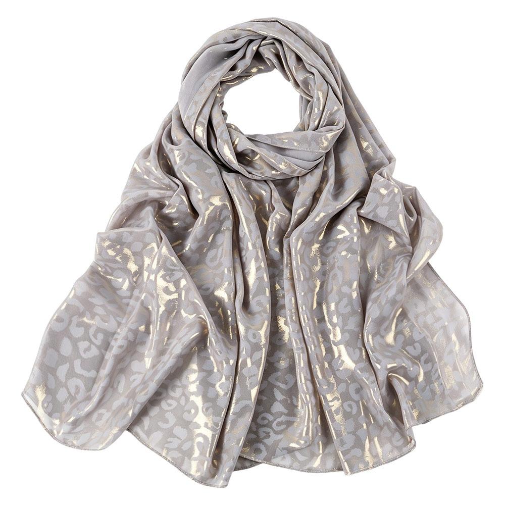 Breathable Chiffon Hijab Scarf Long Length Bronzing Shawl New Leopard Print Scarf  For Women