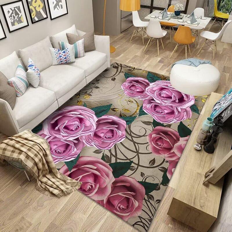 3D Flowers Carpet for Living Room  Nordic Room Decoration Home Mats Antiskid Easy Cleaning Bedroom Floor Entrance Kitchen Rug
