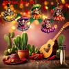 Yousheng 12 Pcs Mexican Dancing Girls Ornament Cinco De Mayo Hanging Decoration Wooden Fiesta Mexico Ornament for Carnivals Party Favors Home Tree