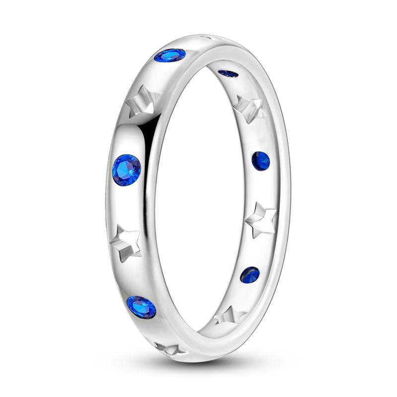 Rings 925 Silver Star Moon Colorful Sparkling Zircon Simple Rings For Women Exquisite Wedding Engagement Birthday Jewelry Gifts