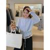Korean Fashion Crew Neck Sweet Lace Waist Tuck-up Sweater Spring Autumn Knitted Cardigan Loose Slim Fit Top Elegant Casual Jackets Lace-up Clothing