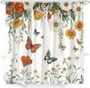 Floral Butterfly Shower Curtain Vintage Flower Rustic Farmhouse Wildflowers Green Leaves Botanical Boho Floral Vine Retro Plant