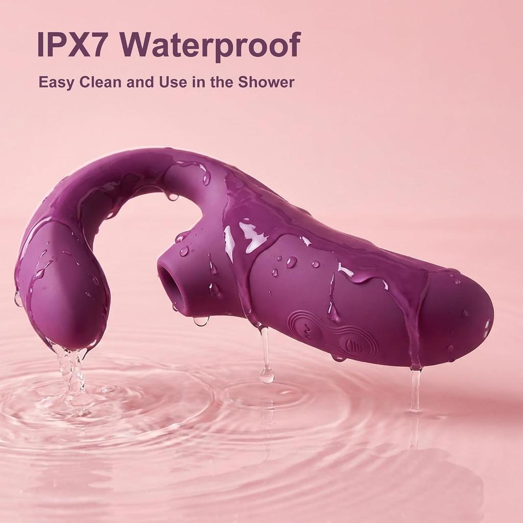 Clitoral Sucking Vibrator for Women, 2-in-1 G Spot Sucker & Dildo Vibrators with 10 Suctions & Vibrations, Waterproof Flexible Finger Anal Nipple