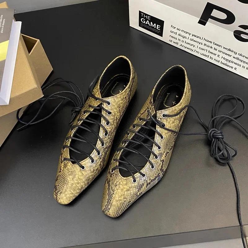 Fashion Fashionable Casual French Style Women's Shoes 2025 New Versatile Shallow British Wind Vintage Small Leather Shoes Cross Strap