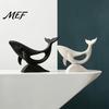 Modern Interior Decor Minimalist Hollow Whale Figurine, 3D Printed Matte Animal Sculpture for Office Table Ornament Home Desk Decor, Statues