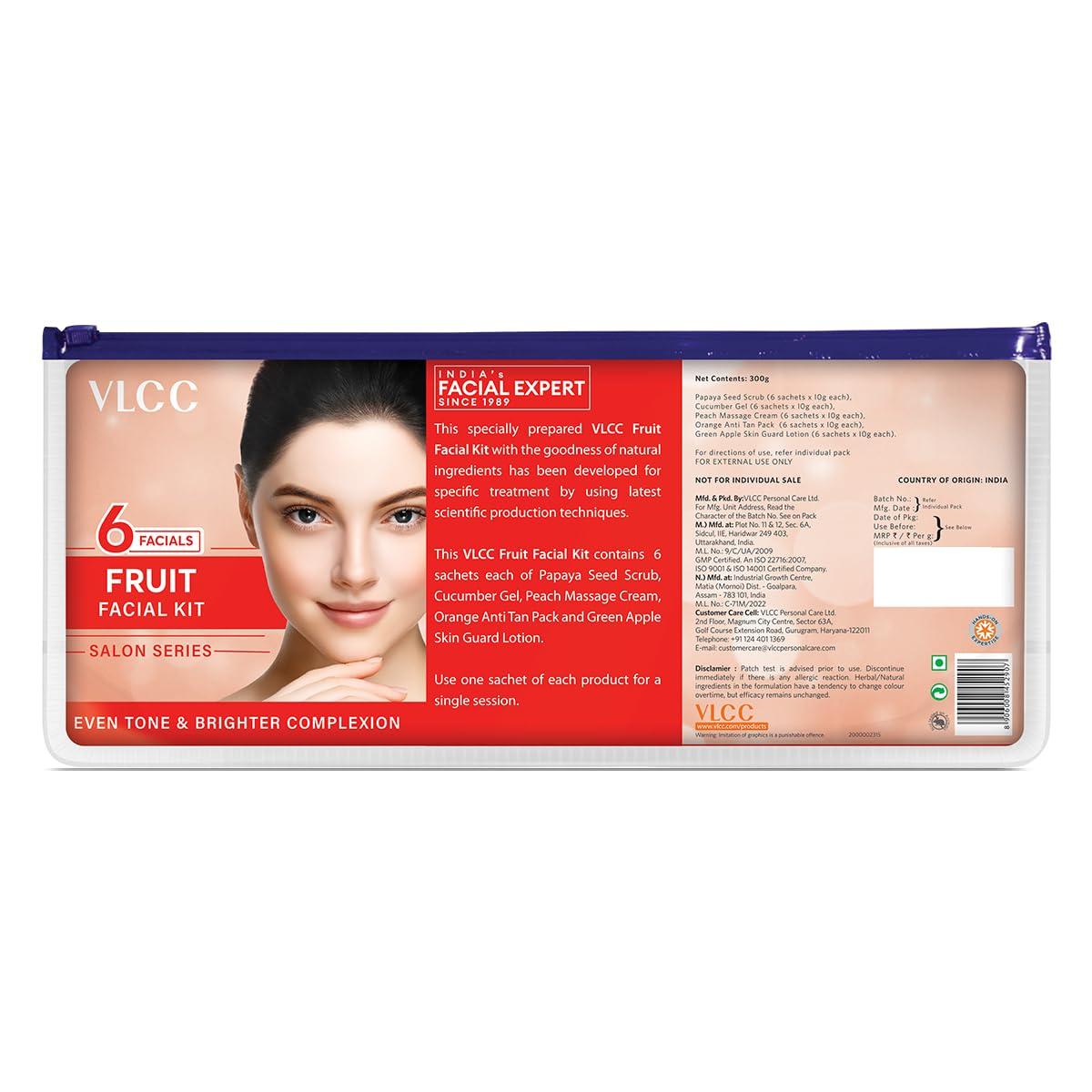 

VLCC Salon Series Fruit Facial Kit 300g( 6 Step) At Home Brightens Skin Tightens Tone
