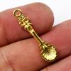 iplusmile 50-Piece Set of Spoon Pendant Charms, Alloy, Gold Color, 1.30 x 0.35 x 0.09 inches, for DIY Accessories, Necklaces, Keychains, Bracelets,