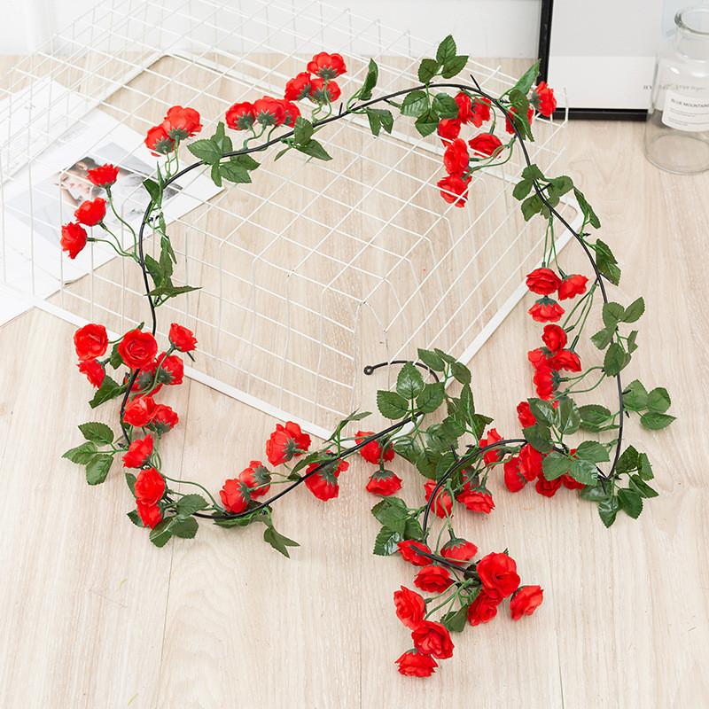 Elegant 69-head White Rose Artificial Vine For Wedding And Home Decoration