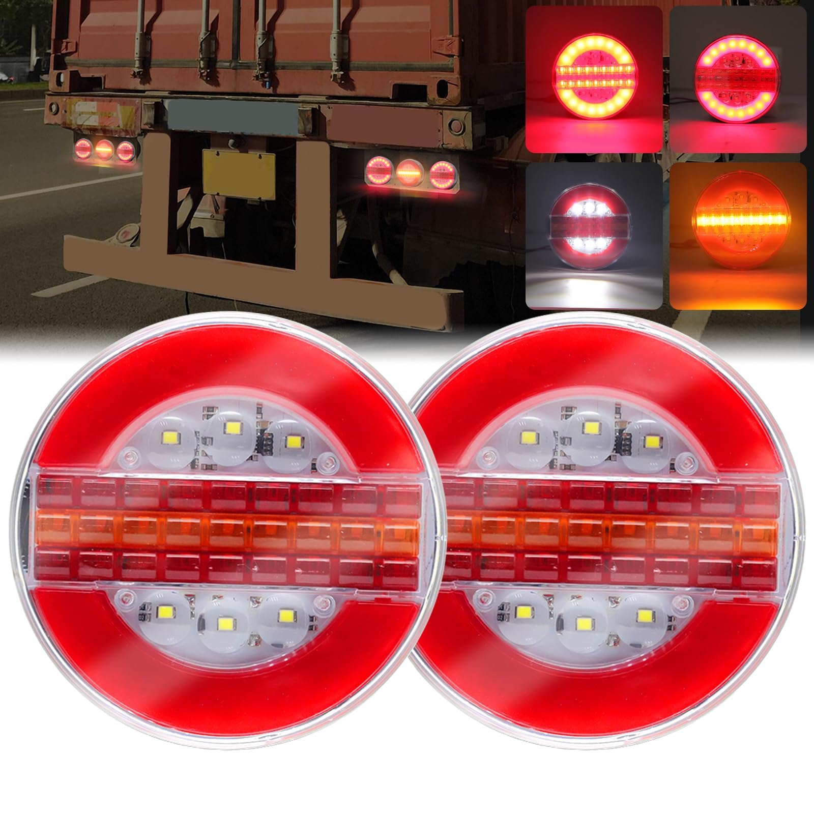 Aoling Trailer Tail Truck Reala LED Tail Lamp 12V 24V double row flashing оранжевый
