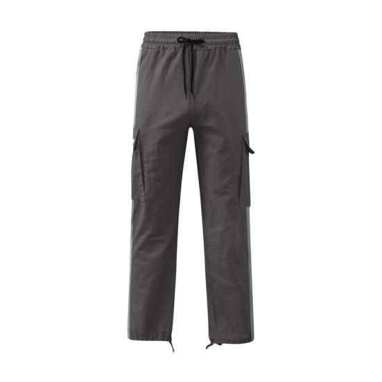 Men Pants with Multi Pockets Drawstring Elastic Waist Wide Leg Loose Cargo