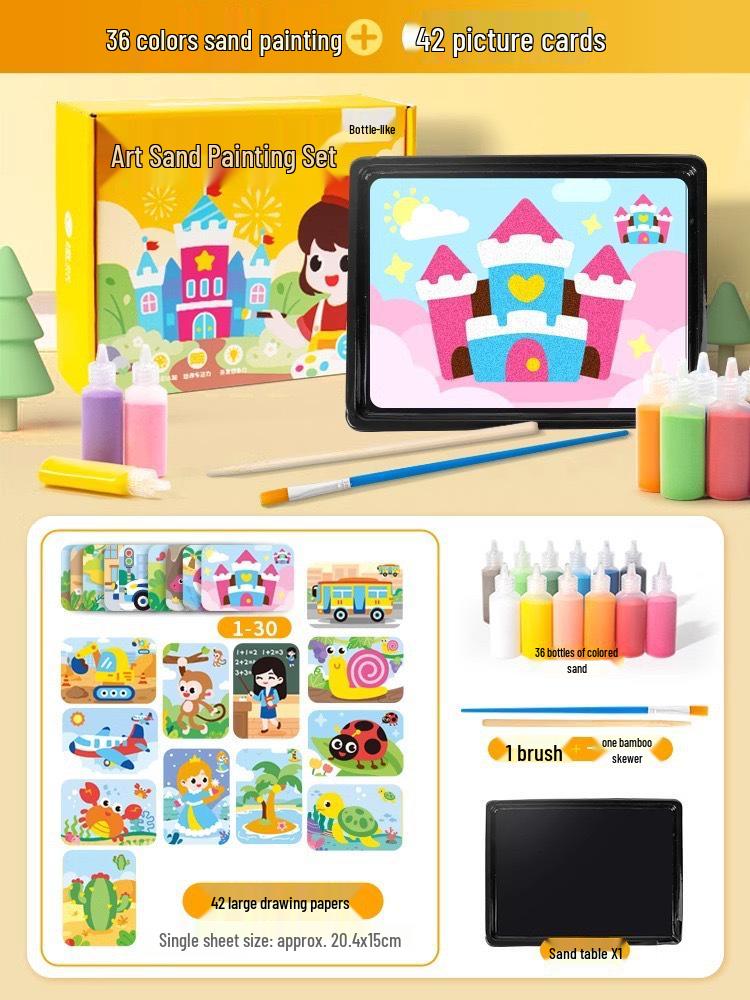 Children's DIY Glitter Sand Painting Kit: Handmade Coloring Toy for Ages 3-6