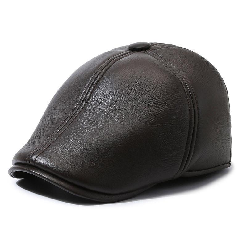 Leather Hats Middle Aged And Elderly Winter Men Warm Breathable Protection Ear
