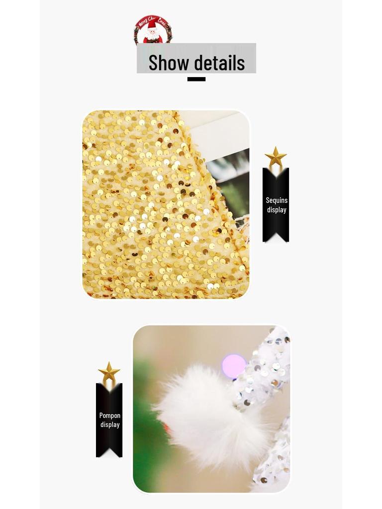 Luxury Sequined Christmas Hat with Plush Trim for Holiday Parties