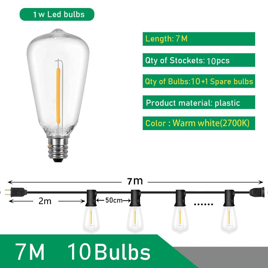 Girlande ST38 LED Globe-String Lichterkette Außen Dimmbar Für Weihnachtsfeier Gartendekor Girlande Lampe Straße Terrasse Hinterhof