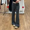 Pure cotton gray micro-pull sweatpants women's autumn new high-waisted drape small casual straight wide-leg pants