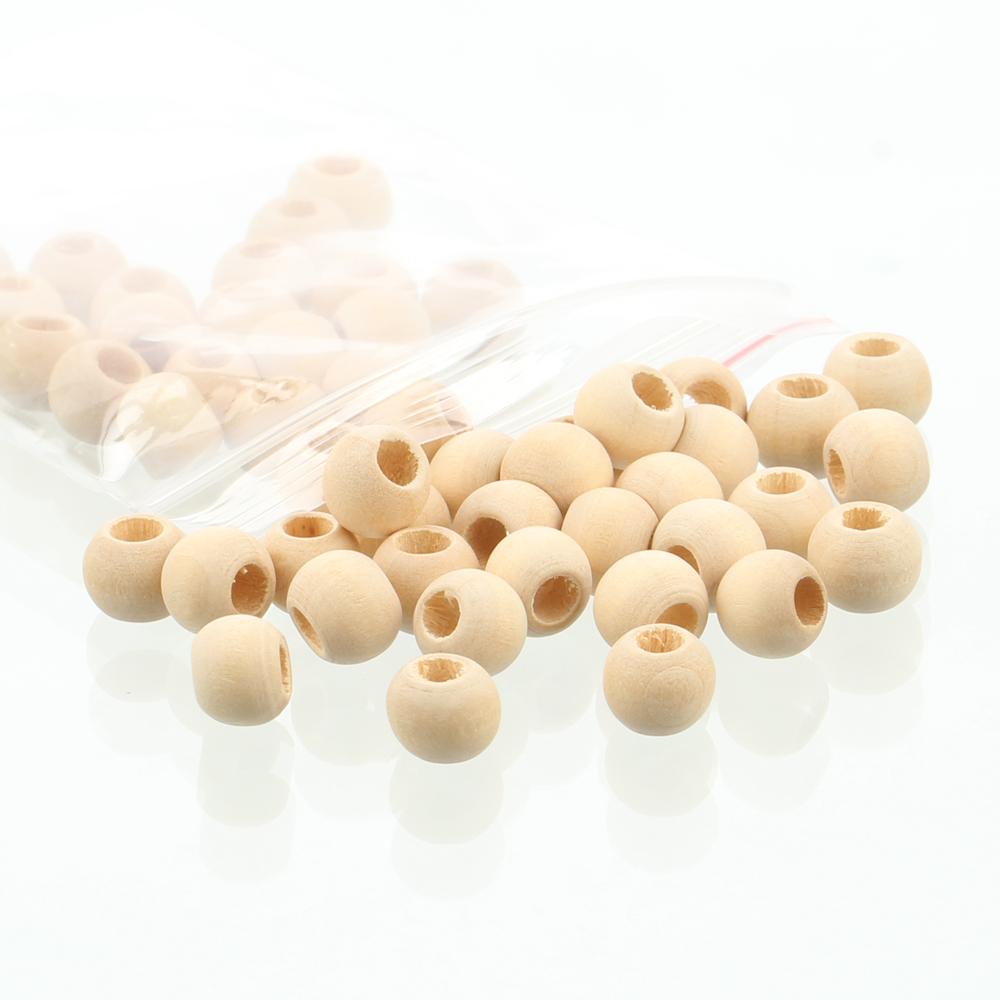 8mm 10mm 12mm 15mm 20mm-50mm Round Natural Wood Loose Big Hole Eco-friendly Beads for DIY Crafts Woodcraft Jewelry Bracelet Making Accessories