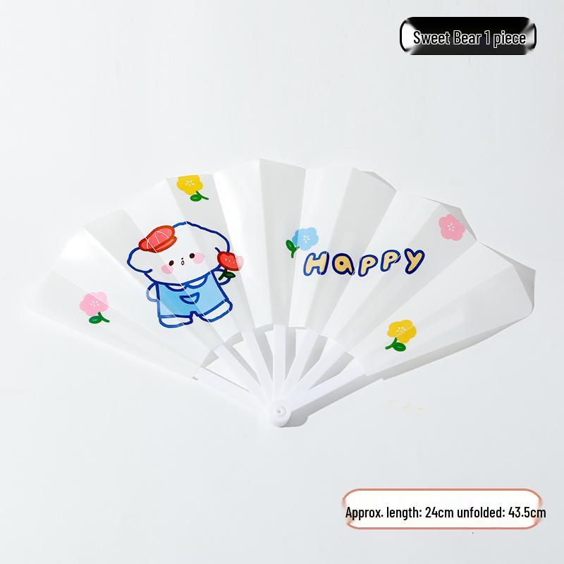 Portable Cartoon Folding Fan – Cute Mini Round Fan for Women and Kids