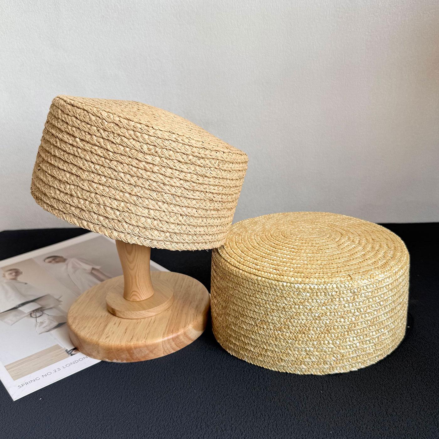 Garden Supplies My Women's Straw New Summer Raffia Sunhat Outdoor Breathable Beret For Hard Berets Caps Elegant Flight Attendant French Hat Sale 54-58Cm