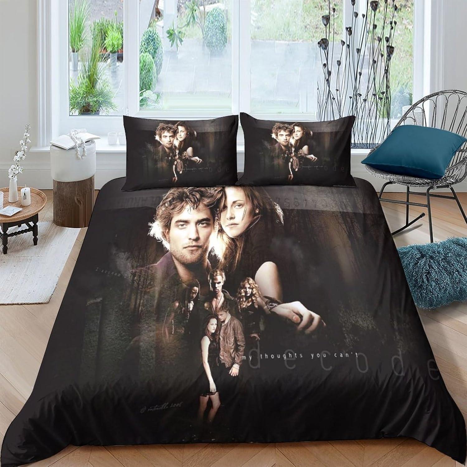 

Постельные наборы «Белла Девушка-вампир» Изысканный набор постельных принадлежностей Пододеяльник «Сумерки» Комплект одеяла Постельный набор Подарок на день рождения EU single(135x200cm)