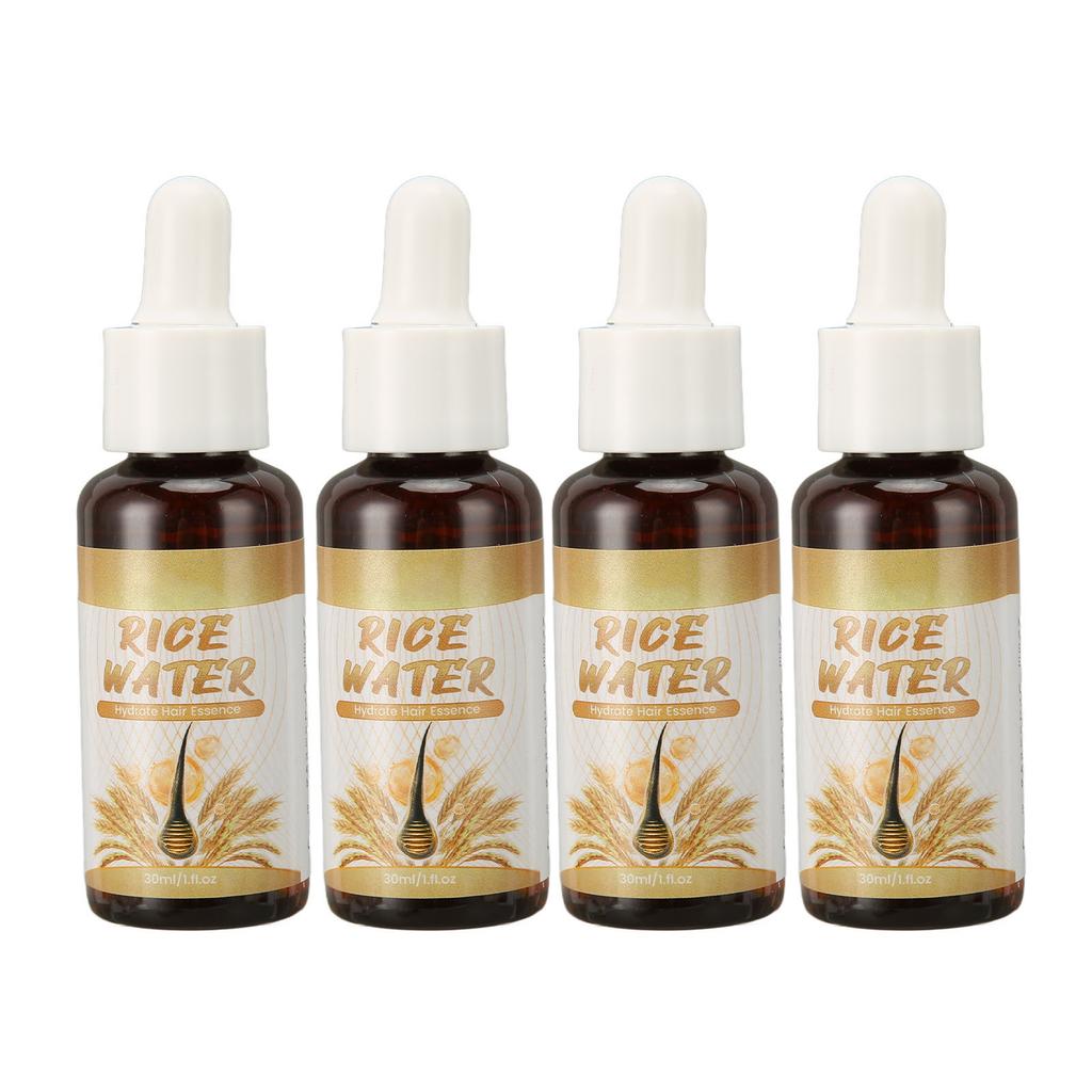 4pcs Rice Water Hair Growth Serum Reduce Split End Follicle Care Moisturizing Nourishing Hair Regrowth Serum 30ml