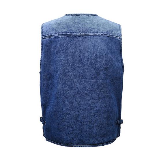 Spring Autumn Men Vest Multiple Pockets Solid Color Streetwear Plus Size Loose V Neck Sleeveless Outerwear Waistcoat for Fishing