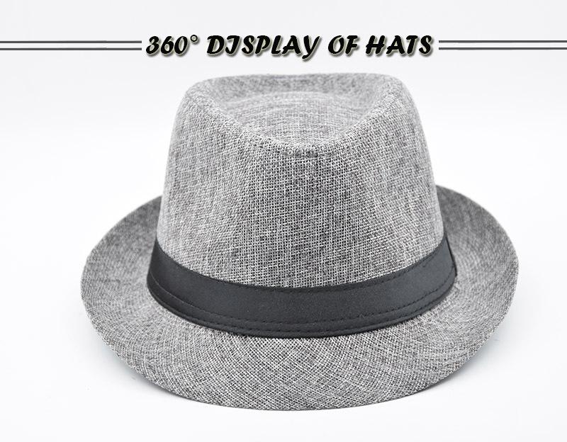 British Style Linen Fedora: Cross-border Gift for Middle-aged and Elderly; Outdoor Sun Protection Panama Performance Hat.