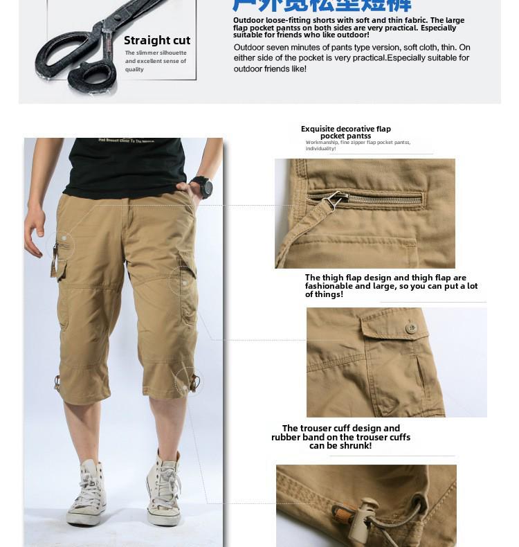 Herren Sommer Baumwoll-Overall mit lockerer Passform, mehreren Taschen und mittellangen Shorts für die Freizeit im Freien