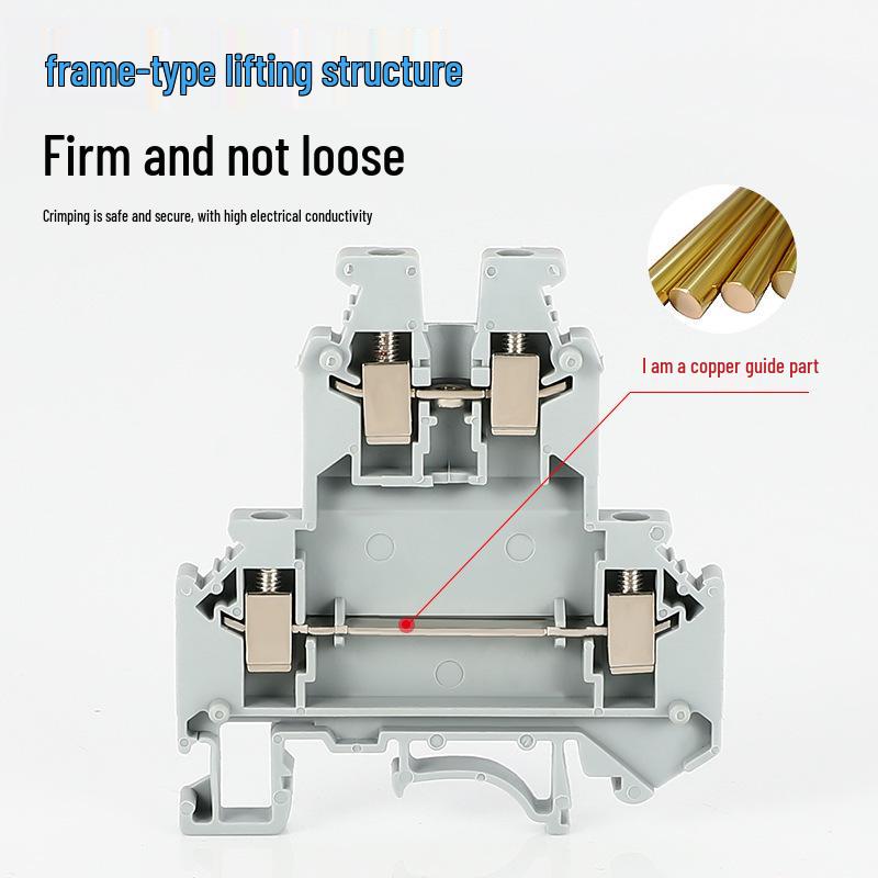 Chaoda UKK3 Copper Flame-Retardant Rail-Mounted Double-Layer Terminal Block 2.5mm Double-In/Out Terminals
