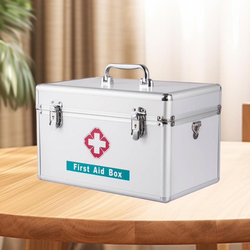 Family First Aid Box Portable Storage Case for Car Travel Outdoor Activities 25x15.8x15.6cm