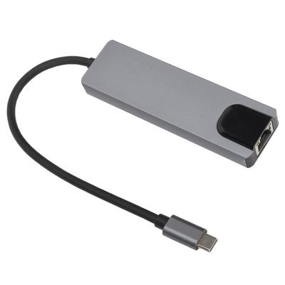 Hub 5 în 1 Tip C Aliaj de Aluminiu Gri Argintiu Dock USB C de Mare Viteză Adaptor Multiport pentru Dispozitiv Tip C