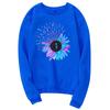 Women's Fashion Casual  Print Round Neck Sweater Loose Sports Tops Pullover