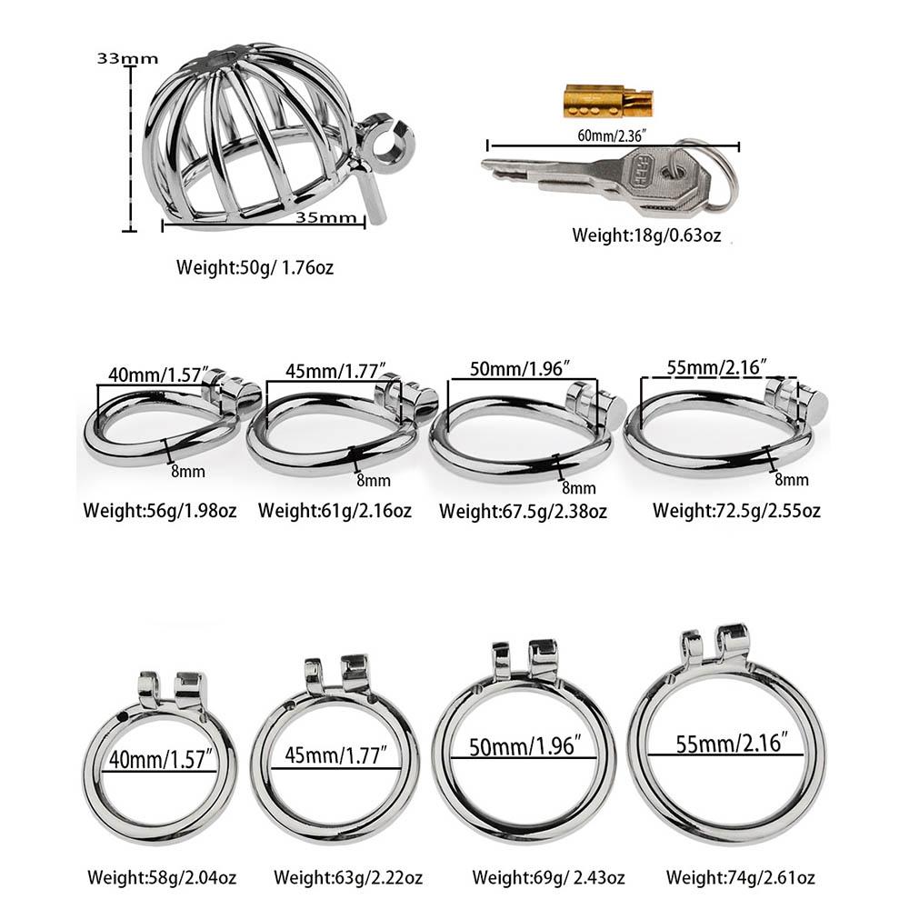 Stainless Steel Chastity Cage Set with Dual Style Design, Secure Locking Ring and Smooth Metal Trainer Masturbation Sex Toys